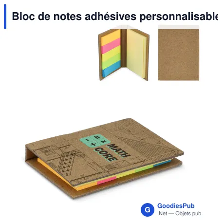 Bloc de notes adhésives personnalisable en papier kraft avec logo - Kraft 2