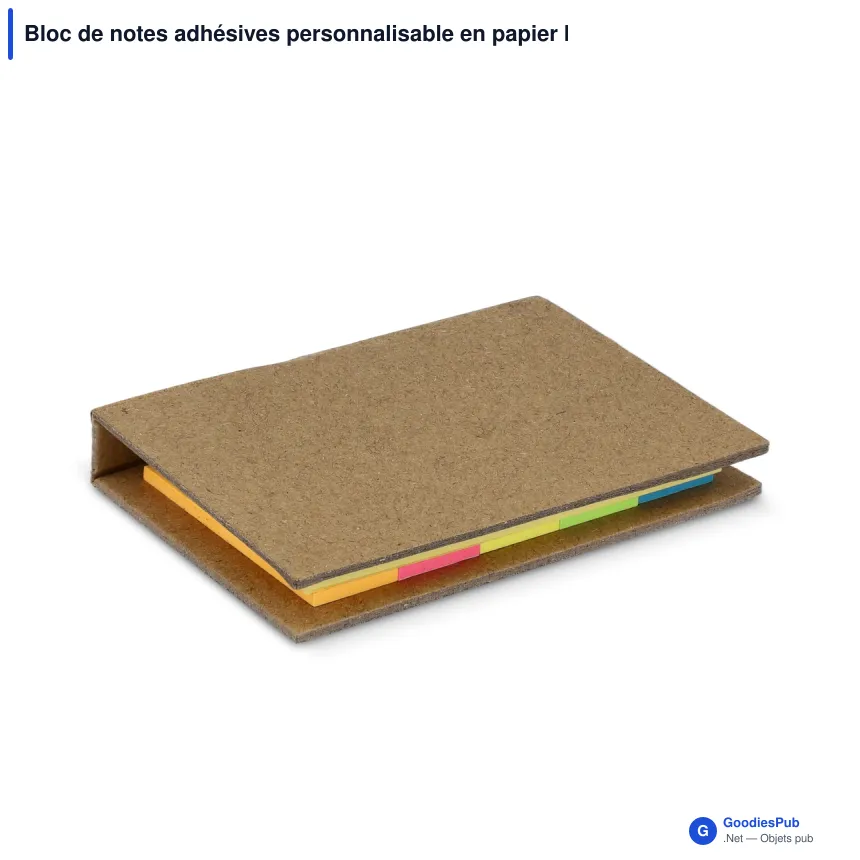 Bloc de notes adhésives personnalisable en papier kraft avec logo - Kraft 2 - Image 2