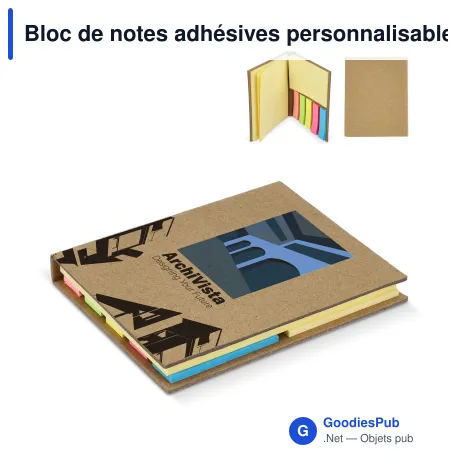 Bloc de notes adhésives personnalisable en papier kraft avec logo - Kraft 3