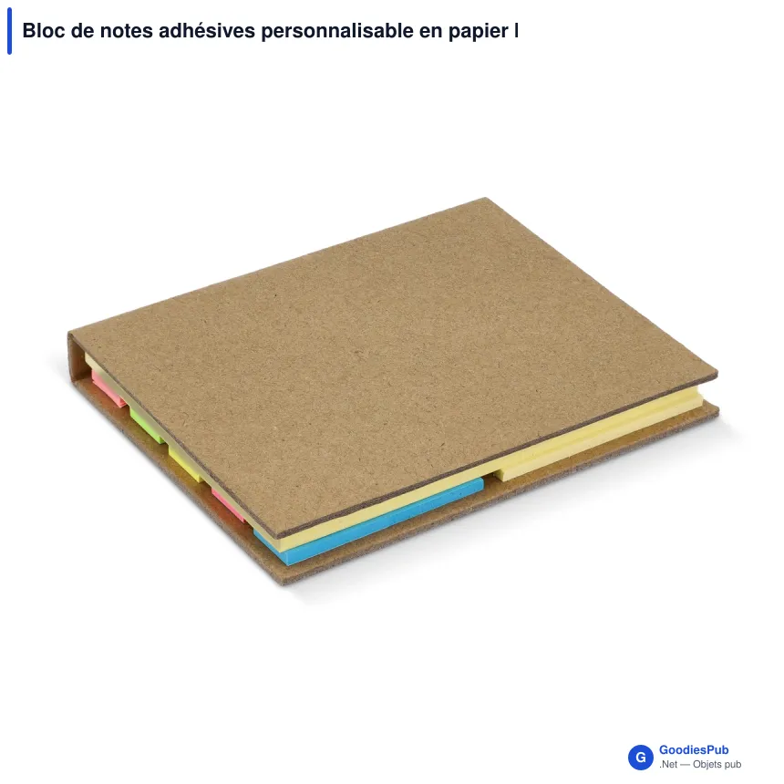Bloc de notes adhésives personnalisable en papier kraft avec logo - Kraft 3 - Image 2