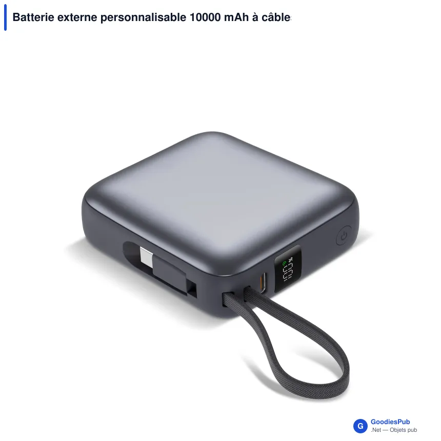 Batterie externe personnalisable 10000 mAh à câbles intégrés avec logo - Nova - Image 2