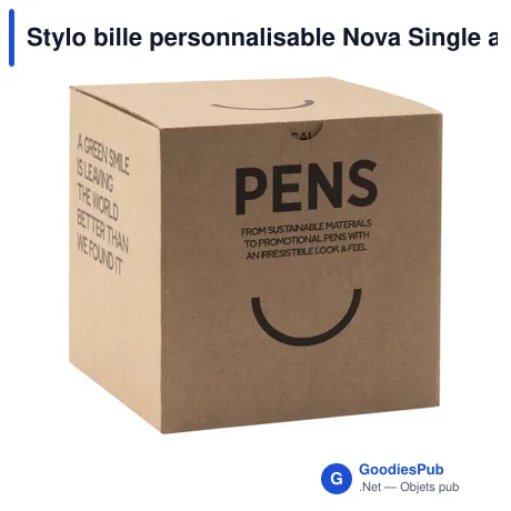 Stylo bille personnalisable Nova Single avec logo en bois
