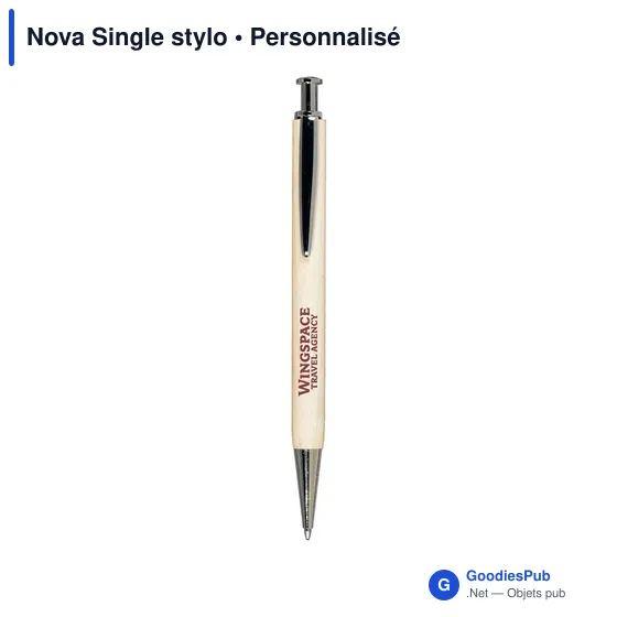 Stylo bille personnalisable Nova Single avec logo en bois - Image 2
