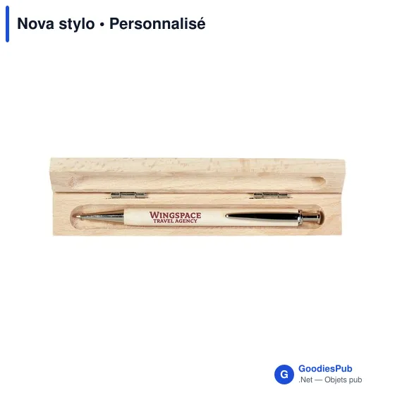 Stylo bille personnalisable en bois avec logo - Nova stylo - Image 1
