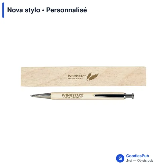 Stylo bille personnalisable en bois avec logo - Nova stylo - Image 3