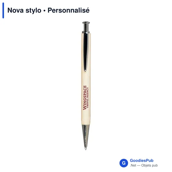 Stylo bille personnalisable en bois avec logo - Nova stylo - Image 4