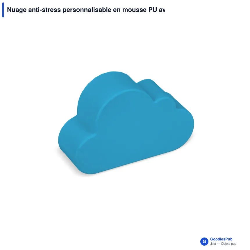 Nuage anti-stress personnalisable en mousse PU avec logo - Bleu clair ou blanc - Image 2