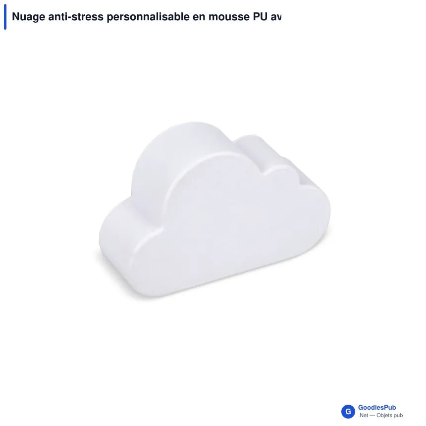 Nuage anti-stress personnalisable en mousse PU avec logo - Bleu clair ou blanc - Image 3
