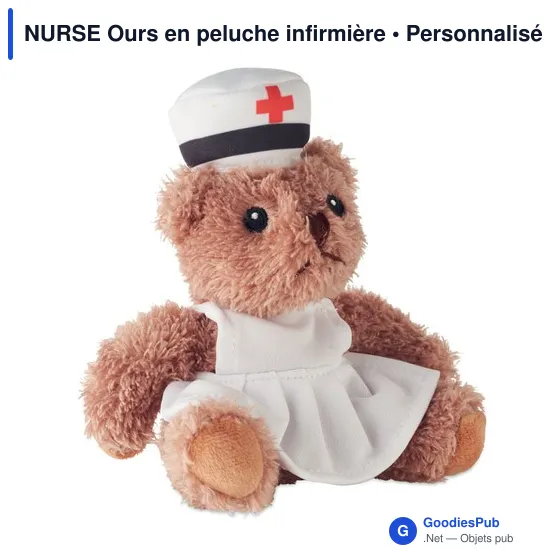 Ours en peluche personnalisable infirmière avec logo - Image 2