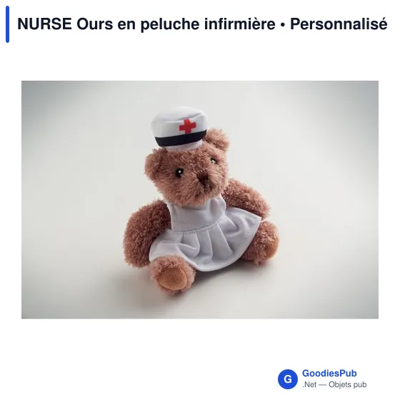 Ours en peluche personnalisable infirmière avec logo - Image 4