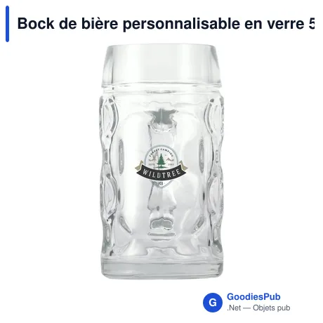 Bock de bière personnalisable en verre 500 ml avec logo