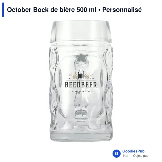 Bock de bière personnalisable en verre 500 ml avec logo - Image 2