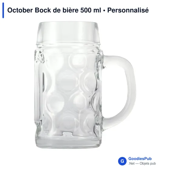 Bock de bière personnalisable en verre 500 ml avec logo - Image 3