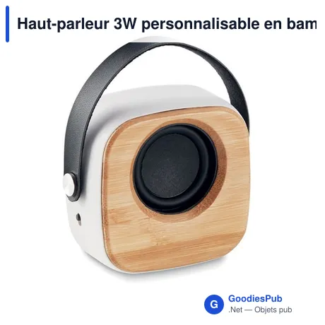 Haut-parleur 3W personnalisable en bambou avec logo