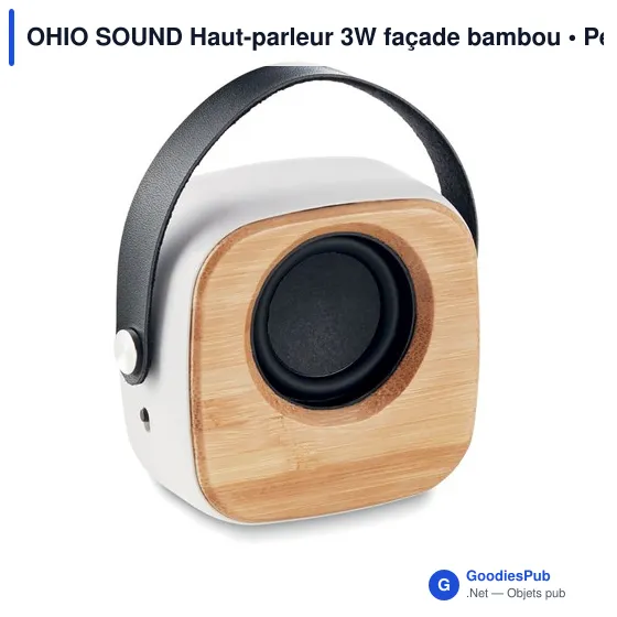 Haut-parleur 3W personnalisable en bambou avec logo - Image 1