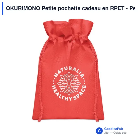 Petite pochette cadeau personnalisable en RPET avec logo - Image 5