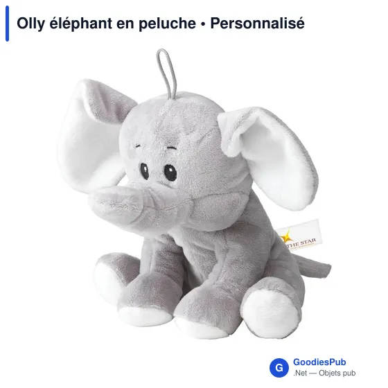 Peluche personnalisable Olly éléphant - Logo sur demande - Image 1