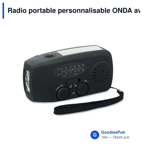Radio portable personnalisable ONDA avec torche LED et logo