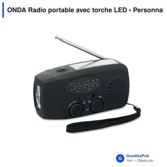 Radio portable personnalisable ONDA avec torche LED et logo - Image 5
