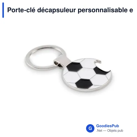 Porte-clé décapsuleur personnalisable en forme de ballon de football - OPENavec logo