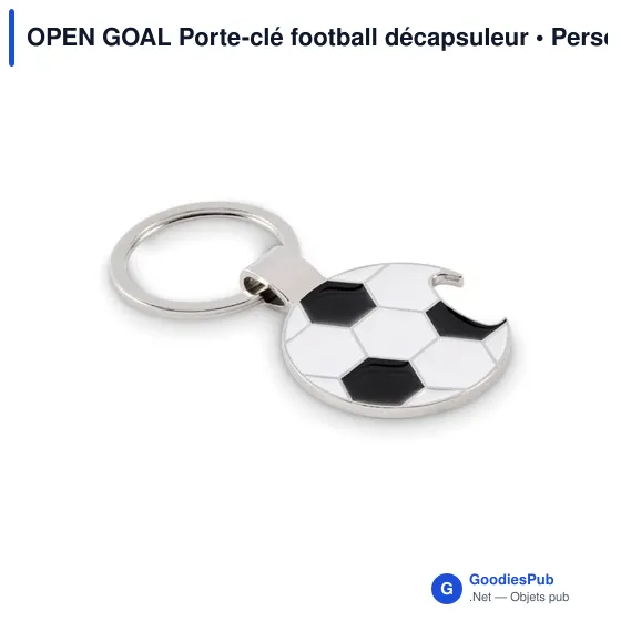 Porte-clé décapsuleur personnalisable en forme de ballon de football - OPENavec logo - Image 1