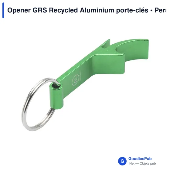 Porte-clés décapsuleur personnalisable en aluminium recyclé - Opener GRSavec logo - Image 1