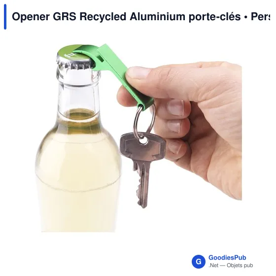 Porte-clés décapsuleur personnalisable en aluminium recyclé - Opener GRSavec logo - Image 2