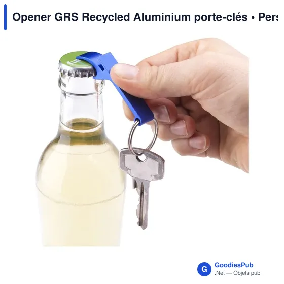 Porte-clés décapsuleur personnalisable en aluminium recyclé - Opener GRSavec logo - Image 11