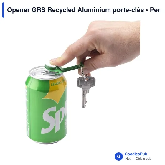 Porte-clés décapsuleur personnalisable en aluminium recyclé - Opener GRSavec logo - Image 3
