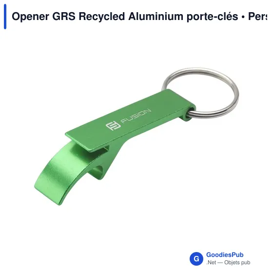 Porte-clés décapsuleur personnalisable en aluminium recyclé - Opener GRSavec logo - Image 5
