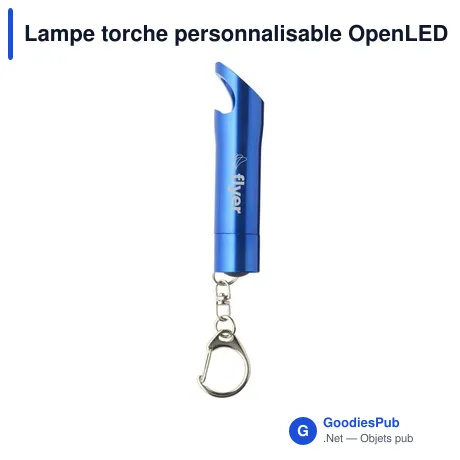 Lampe torche personnalisable OpenLED avec décapsuleur et logo