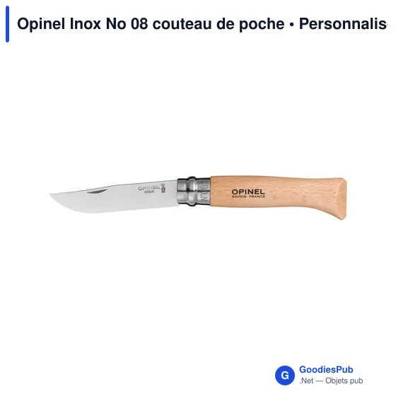 Couteau de poche personnalisable Opinel Inox No 08 avec logo - Image 4