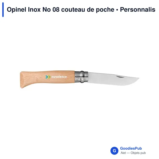 Couteau de poche personnalisable Opinel Inox No 08 avec logo - Image 5
