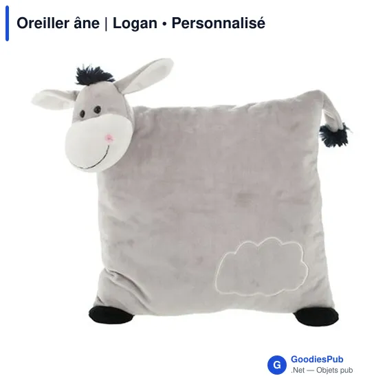 Oreiller personnalisé âne avec logo - Logan - Image 2