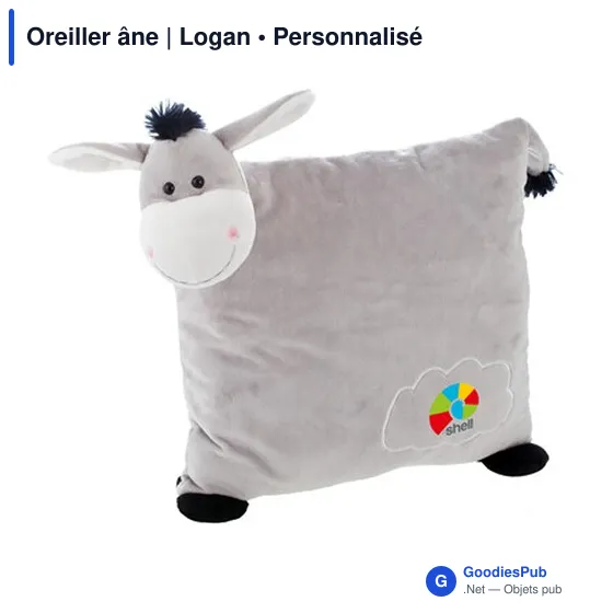 Oreiller personnalisé âne avec logo - Logan - Image 4
