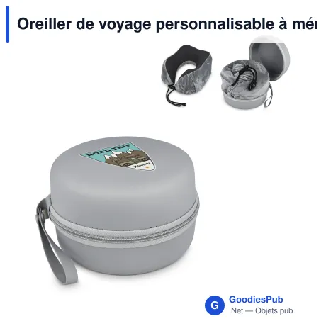 Oreiller de voyage personnalisable à mémoire de forme avec logo - Housse EVA