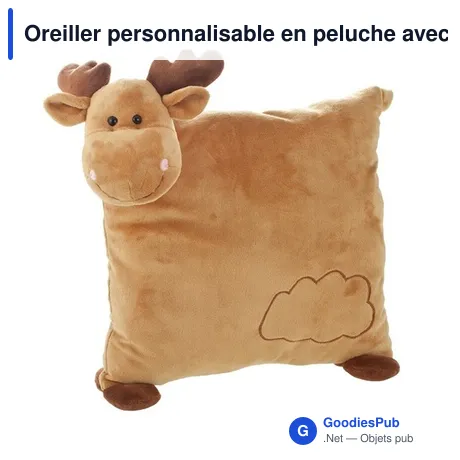 Oreiller personnalisable en peluche avec logo - Grayson