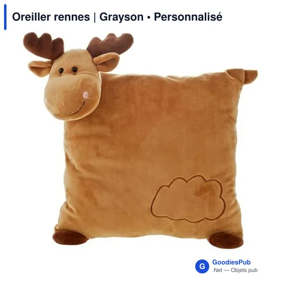 Oreiller personnalisable en peluche avec logo - Grayson - Image 2