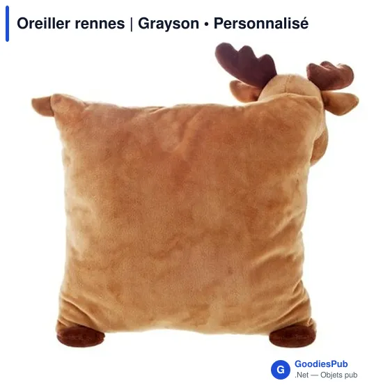 Oreiller personnalisable en peluche avec logo - Grayson - Image 3