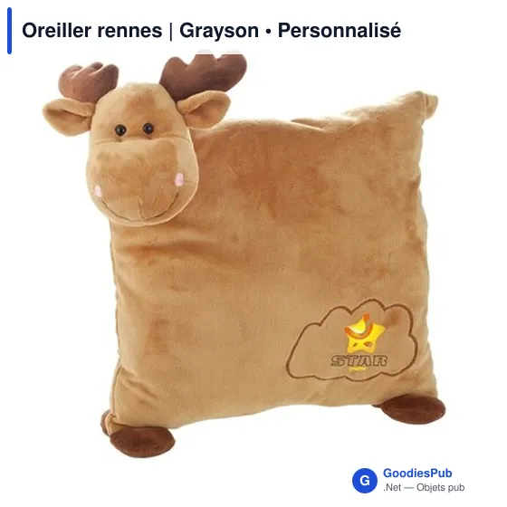 Oreiller personnalisable en peluche avec logo - Grayson - Image 4