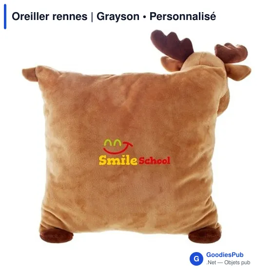 Oreiller personnalisable en peluche avec logo - Grayson - Image 5