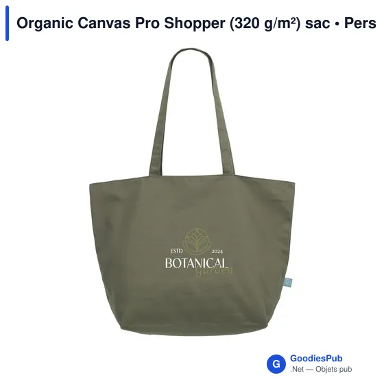 Sac shopping personnalisable Organic Canvas Pro Shopper avec logo - Image 1