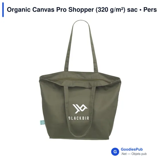 Sac shopping personnalisable Organic Canvas Pro Shopper avec logo - Image 2
