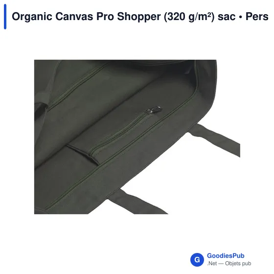 Sac shopping personnalisable Organic Canvas Pro Shopper avec logo - Image 3