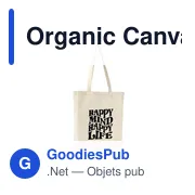 Sac shopping personnalisable Organic Canvas Shopper avec logo - Miniature 4