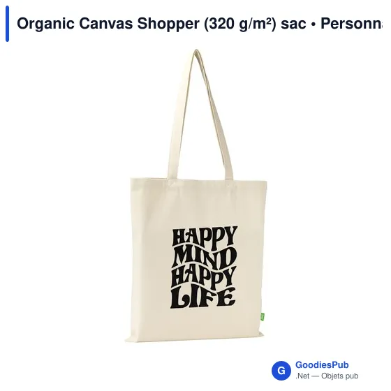 Sac shopping personnalisable Organic Canvas Shopper avec logo - Image 4