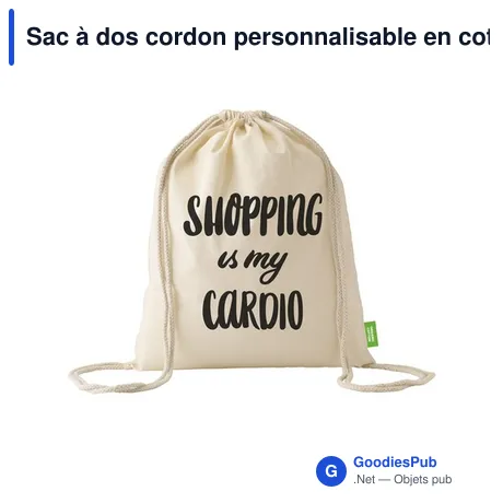 Sac à dos cordon personnalisable en coton organique avec logo