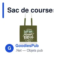 Sac de courses personnalisable en coton organique avec logo - Miniature 1