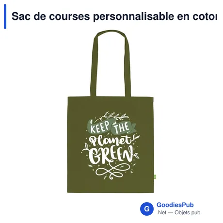 Sac de courses personnalisable en coton organique avec logo