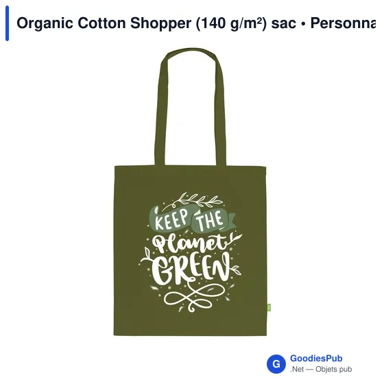 Sac de courses personnalisable en coton organique avec logo - Image 1